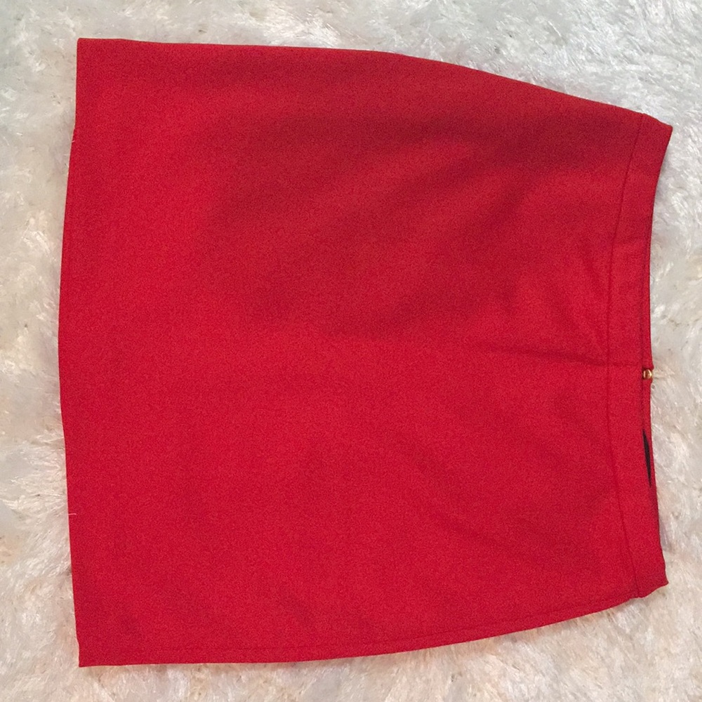 Bright Red Skirt w/ Gold Zipper Detail